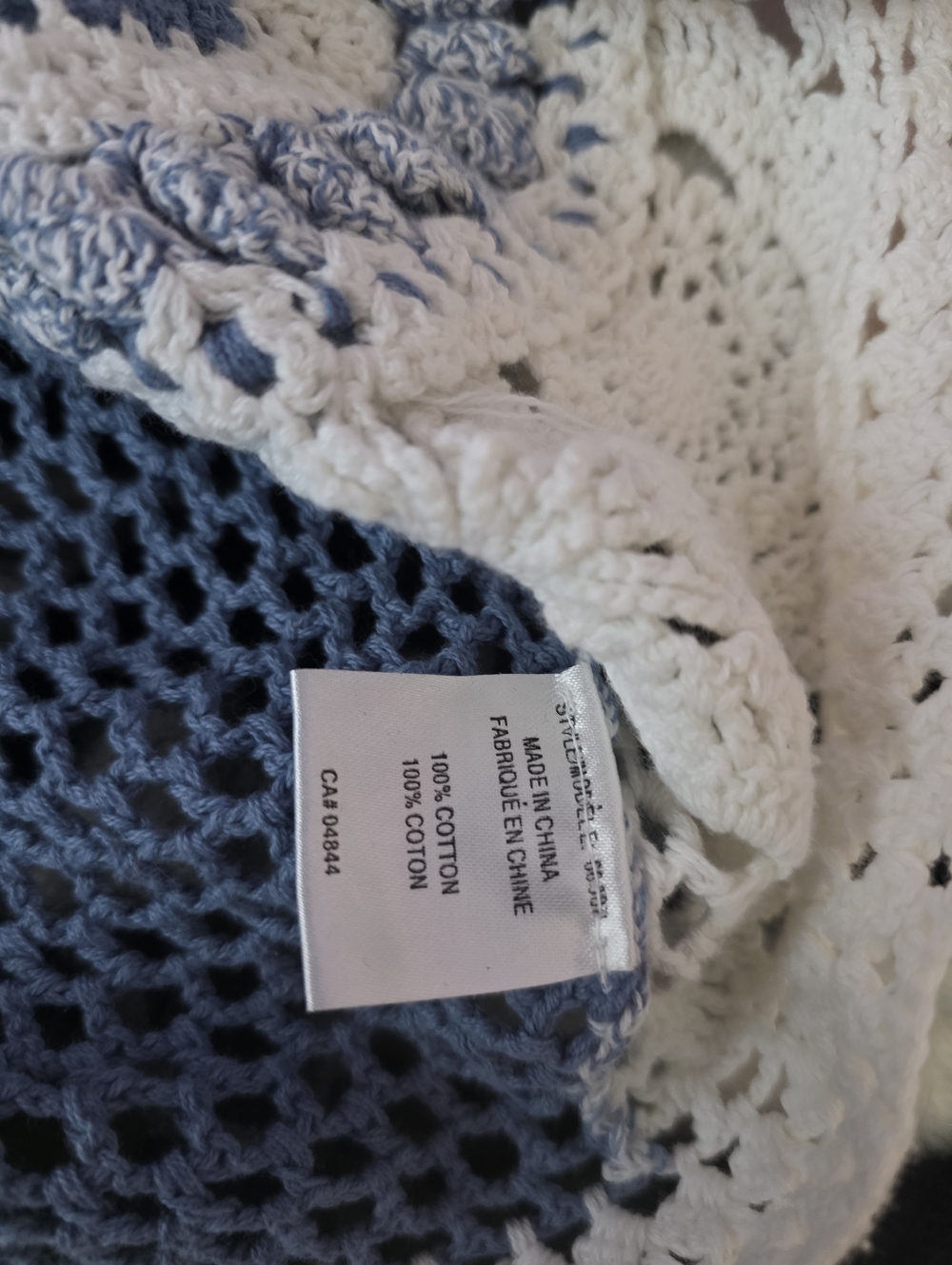Together Blue & Cream Crochet Cardigan | Boho Patchwork Knit Sweater - Picture 7 of 7